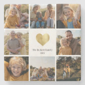 Aangepast, multi-fotoserie - Keepasje Gold Heart Stenen Onderzetter (Voorkant)