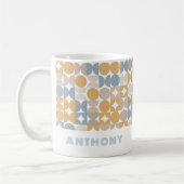 Aangepast Mustard Taupe Gray Blue Hip Art Patroon Koffiemok (Links)
