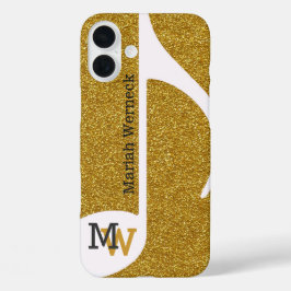 aangepast muzieknotitie faux golden iPhone 16 plus hoesje