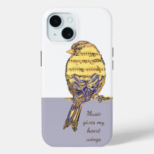 Aangepast muzieknotitieblok Zong Bird Quote bevest iPhone 15 Case