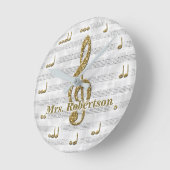 Aangepast muzieknotitieklok Glitter Gold Ronde Klok (Hoek)