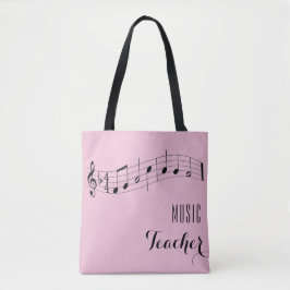 Aangepast muziekvak voor docent - Roos roze Tote Bag