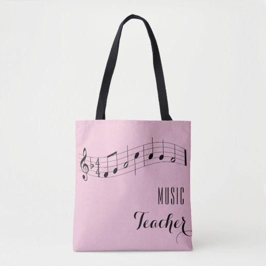 Aangepast muziekvak voor docent - Roos roze Tote Bag (Voorkant)