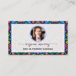 Aangepast naadloos patroonlogo, QR-code en foto Visitekaartje