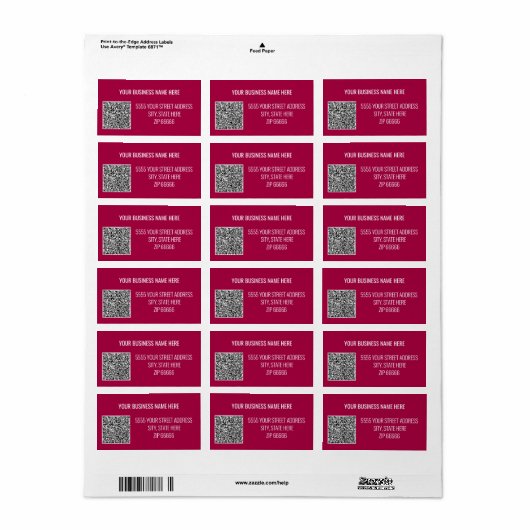 Aangepast Naam Adres QR Code Labels Sjabloon (Full Sheet)
