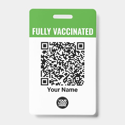 Aangepast naamlogo werknemers Vaccinatie QR-code Badge (Voorzijde)