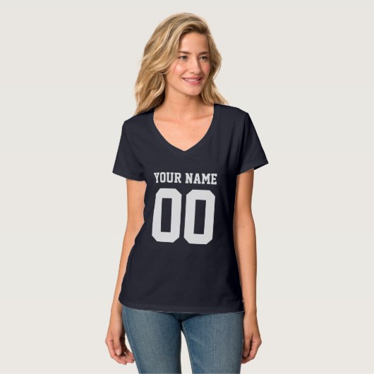 Aangepast naamnummer Football voor vrouwen T-Shirt (Voorkant volledig)