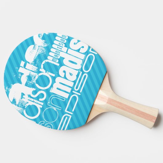 Aangepast naampatroon; Hemelsblauwe strepen Tafeltennisbatje (Zijkant)