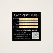 Aangepast Nail Hair Makeup QR Code Logo Gold Vierkante Visitekaartjes (Achterkant)
