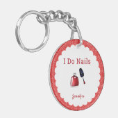 Aangepast Nail Tech Red Glitter Sleutelhanger (Voorkant Links)