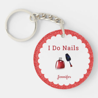 Aangepast Nail Tech Red Glitter Sleutelhanger
