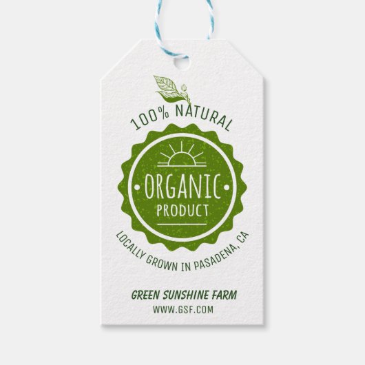 Aangepast natuurlijk biologisch groen milieuproduc cadeaulabel (Voorkant)