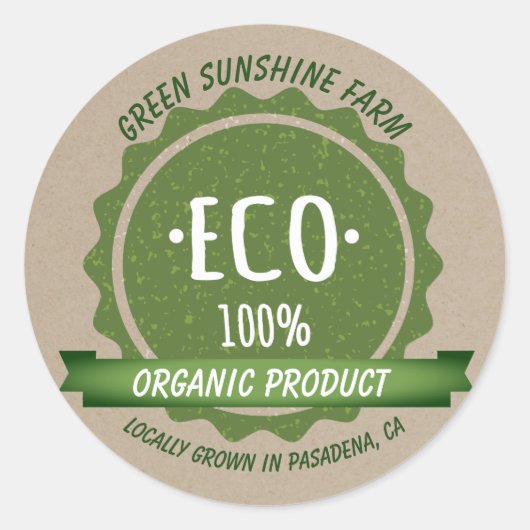 Aangepast natuurlijk biologisch groen milieuproduc ronde sticker (Voorkant)