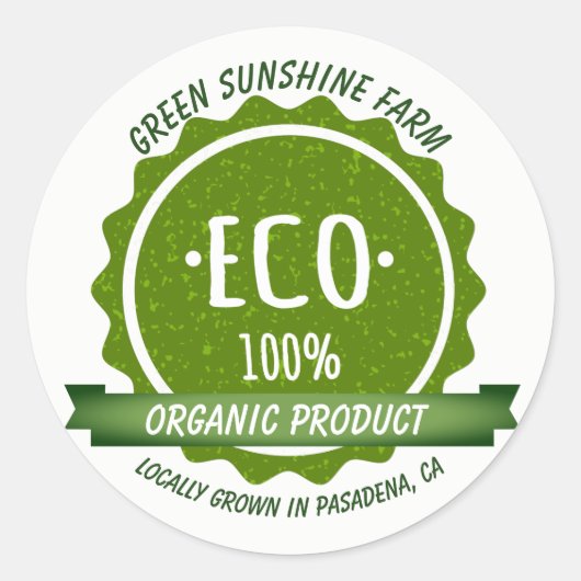 Aangepast natuurlijk biologisch groen milieuproduc ronde sticker (Voorkant)