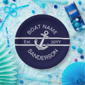 Aangepast Nautical Anchor Navy Blue Papieren Bordje (Feest)