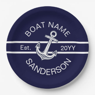 Aangepast Nautical Anchor Navy Blue Papieren Bordje
