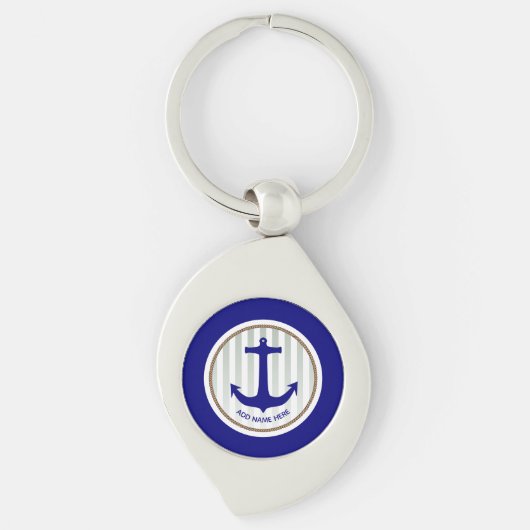 Aangepast Nautical Navy Blue Sleutelhanger (Voorkant)