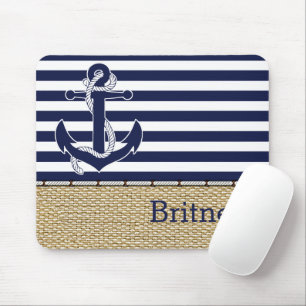 Aangepast Nautical Trendy Anchor Stripes-patroon Muismat