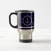 Aangepast nautisch anker en wiel monogram reisbeker (Links)