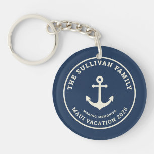 Aangepast nautisch anker familie vakantie retro ba sleutelhanger