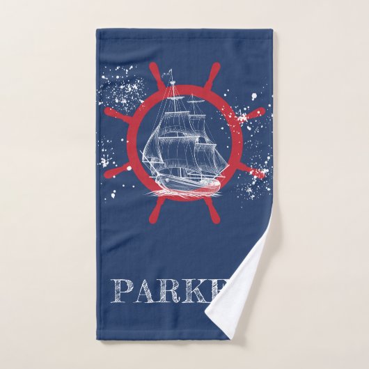Aangepast Nautisch blauw Handdoek (Handdoek)