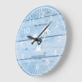 Aangepast nautisch blauw hout strandhuis grote klok (Hoek)