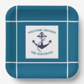 Aangepast Nautisch Patroon Bootanker Papieren Bordje (Voorkant)