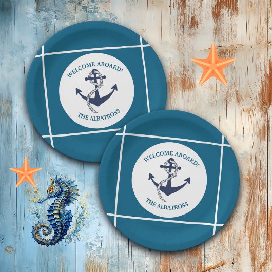 Aangepast Nautisch Patroon Bootanker Papieren Bordje