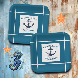 Aangepast Nautisch Patroon Bootanker Papieren Bordje