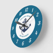 Aangepast Nautisch Patroon Bootanker Ronde Klok (Hoek)