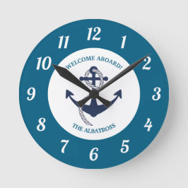 Aangepast Nautisch Patroon Bootanker Ronde Klok