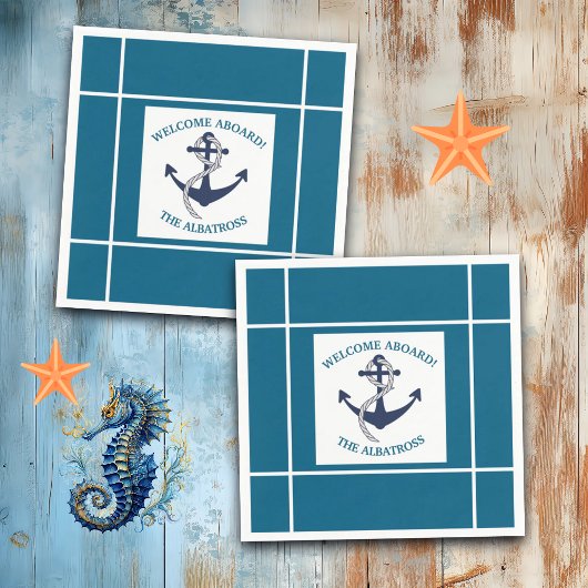 Aangepast Nautisch Patroon Bootanker Servet