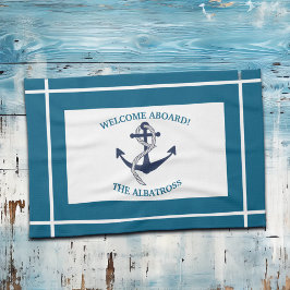 Aangepast Nautisch Patroon Bootanker Theedoek