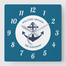 Aangepast Nautisch Patroon Bootanker Vierkante Klok