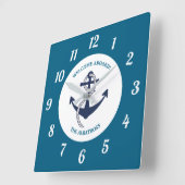 Aangepast Nautisch Patroon Bootanker Vierkante Klok (Hoek)