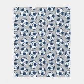 Aangepast Navy Blue- en grijs Voetbal-patroon Fleece Deken (Voorkant)