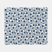 Aangepast Navy Blue- en grijs Voetbal-patroon Fleece Deken (Voorkant (Horizontaal))