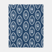 Aangepast Navy Blue en White Football Pattern Fleece Deken (Voorkant)