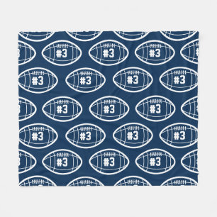Aangepast Navy Blue en White Football Pattern  Fleece Deken
