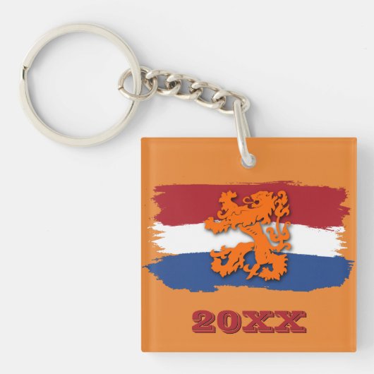 Aangepast Nederlands Vlag Sinaasappel Leeuw Team N Sleutelhanger (Voorkant)