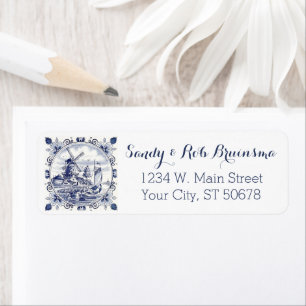 Aangepast  Nederlands windmolenschip Delft Blue Etiket