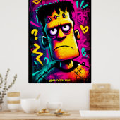 Aangepast Neon Frankenstein Retro Halloween-ontwer Poster (Keuken)