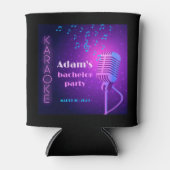 Aangepast Neon Karaoke Avond Verjaardagsfeest voor Blikjeskoeler (Voorkant)