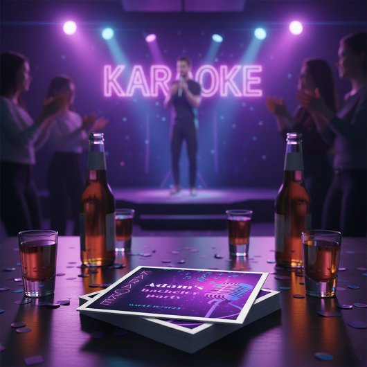 Aangepast Neon Karaoke Avond Verjaardagsfeestje vo Servet