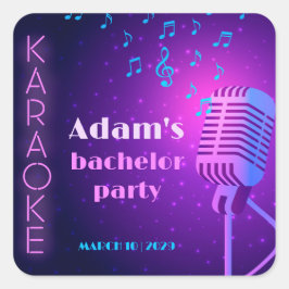 Aangepast Neon Karaoke Avond Verjaardagsfeestje vo Vierkante Sticker