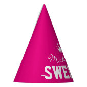 Aangepast neonroze SWEET 16 petten op feestdag Feesthoedjes (Links)