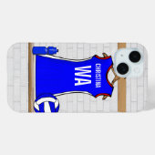 Aangepast netball Uniform Blue met rood en wit Case-Mate iPhone Case (Achterkant (horizontaal))