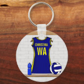 Aangepast netball Uniform marine geel Sleutelhanger (Voorkant)