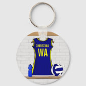 Aangepast netball Uniform marine geel Sleutelhanger (Achterkant)