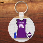 Aangepast netball Uniform Paars Black Sleutelhanger (Voorkant)